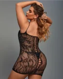 Sexy Lace Cut-Out Bodystocking Mini Dress