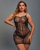 Sexy Lace Cut-Out Bodystocking Mini Dress