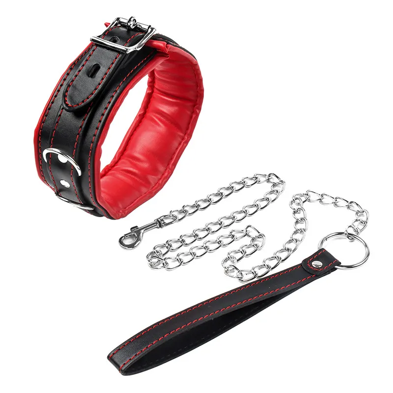Bondage Collar with Metal Lead for Couples