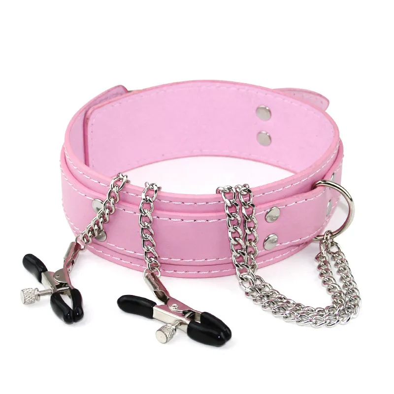 Bondage Collar with Nipple Clamp Set