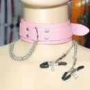 Bondage Collar with Nipple Clamp Set