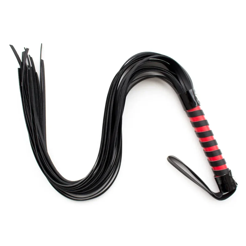 Red-Black Leather Flogger Whip