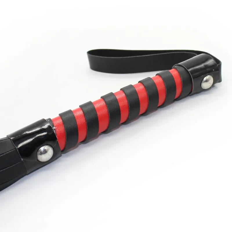 Red-Black Leather Flogger Whip - Image 4