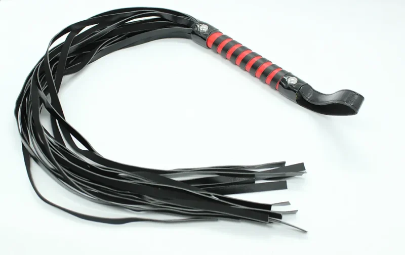Red-Black Leather Flogger Whip - Image 6
